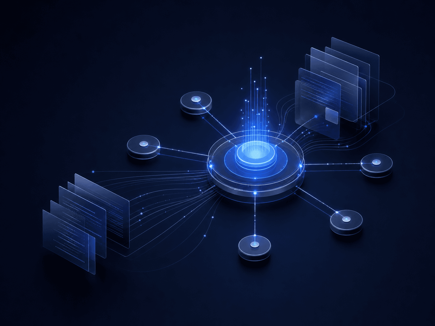 Abstract network showing connected sources and answer intelligence